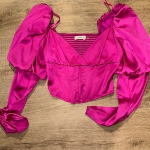 Pink silk corset top